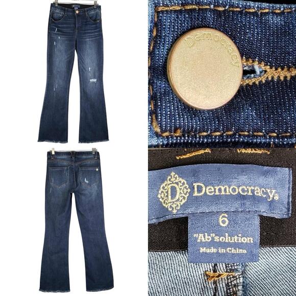 Democracy Jeans Ab Solution Womens Size 6 Bootcut Flare Distressed 5-Pocket - Picture 1 of 11